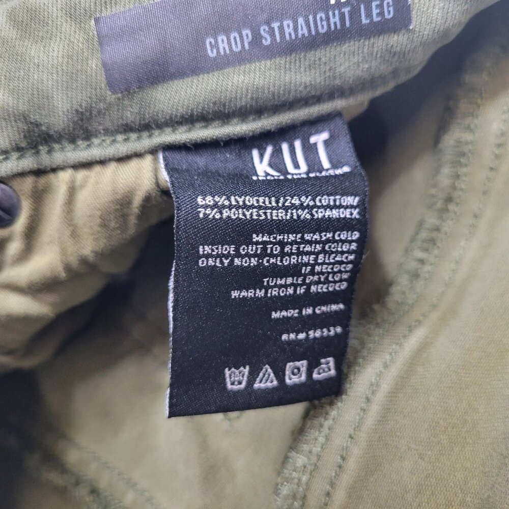 Kut From The Kloth Women's Size 6 Pants Amy Crop Straight Leg Cuffed Green - Picture 5 of 5